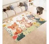 Petit Tapis Décoratif 60x90 cm Texture Douce Imitation Cachemire Impression Mignon Renard Fleurs 3D HD Nettoyage Facile à l'Aspirateur ou en Machine Convient pour Salle de Bain Cuisine Entrée
