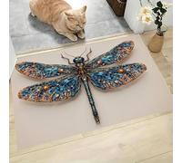 Petit Tapis D'Entrée Fin Lavable, 40X60Cm, Petit Tapis De Cuisine Pour Entrée, Paillasson Intérieur Libellule En Pierre Précieuse 3D De Luxe Animal De Rêve Pour Porte Salle De Bain Buanderie, Beige