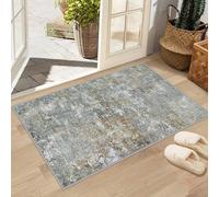 Petit tapis d'entrée lavable en machine avec envers antidérapant, ne perd pas ses poils et résistant aux taches - Pour salon, chambre à coucher, cuisine, buanderie, sous table à manger - Gris