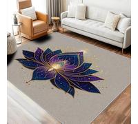 Petit tapis d'entrée lavable en peluche courte à motif floral lotus, tapis de porte intérieur à motif floral violet, décoration pour la maison et la chambre, doux et antidérapant, 70x130cm violet