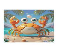 Petit tapis d'été lavable avec envers en caoutchouc antidérapant pour cuisine, chambre à coucher, salle de bain, motif crabe dessin animé
