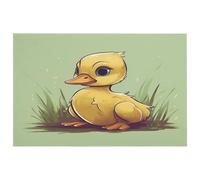 Petit tapis lavable avec envers en caoutchouc antidérapant pour cuisine, chambre à coucher, salle de bain, décoration de sol Motif petit canard aux yeux bleus