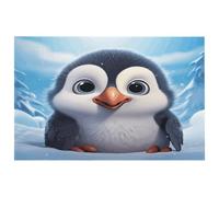 Petit tapis lavable avec envers en caoutchouc antidérapant pour cuisine, chambre à coucher, salle de bain, motif pingouin mignon dessin animé