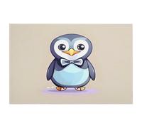 Petit tapis lavable avec envers en caoutchouc antidérapant pour cuisine, chambre à coucher, salle de bain, motif pingouin mignon