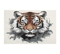 Petit tapis lavable avec envers en caoutchouc antidérapant pour cuisine, chambre à coucher, salle de bain, motif tigre noir et blanc
