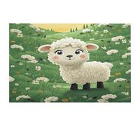 Petit tapis lavable avec envers en caoutchouc antidérapant pour cuisine, chambre à coucher, salle de bain, décoration de sol Motif mouton mignon