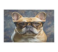 Petit tapis lavable avec envers en caoutchouc antidérapant pour cuisine, chambre à coucher, salle de bain, motif bouledogue français portant des lunettes de soleil