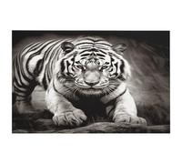 Petit tapis lavable avec envers en caoutchouc antidérapant pour cuisine, chambre à coucher, salle de bain, motif tigre noir et blanc