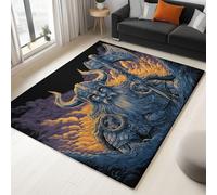 Petit Tapis Motif mystérieux du Guerrier, Tapis de Chambre Doux antidérapant Shaggy intérieur Chambre d'enfant Tapis de Sol Doux, pour la décoration de la Maison 120 x 180 cm, Gris