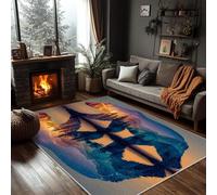 Petit Tapis Ours Brun Multicolore Entree Interieur Absorbant 100x120, Paillasson Fin Tapis Salon Animaux Forestiers Lavable Machine Tapis Doux Decoration, Moquette Poil Ras Enfant Ado Adulte QS27