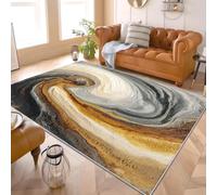 Petit Tapis Salon 80x150 cm Lavable en Machine Antidérapant à Poils Ras RéSumé Vortex Fluide Decoration Tapis Chambre Douce Blanc GrisâTre pour Cuisine, Salle à Manger, Bureau, Descente de lit