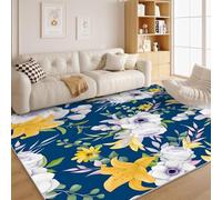 Petit Tapis Salon Branches de fleurs Floral Fleur sauvage - Entree Interieur Absorbant 80x120, Paillasson Fin Bouquet Tapis Decoration, Moquette Poil Ras Enfant Ado Adulte Couleur naturelle W67