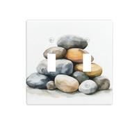 Petit tas de pierres rondes à bascule double bande plaque murale interrupteur décoratif taille standard - 11,4 x 11,4 cm