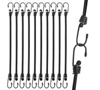 Petit Tendeurs Elastique avec Crochets, Pack de 10 Sandow Corde Elastique, Ø 8mm x 30cm Sangles élastiques en Caoutchouc pour Camping, Tentes, Bâche de Moto, Cargo Noir