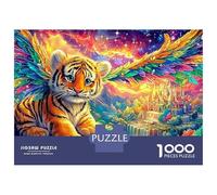 Petit Tigre ailé près d'un château Puzzle De 1000 Pièces Le Roi forêt Jeu De Défi pour Hommes, Femmes Et Personnes Âgées 38x26cm/1000pcs