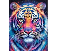 Petit tigre aux rayures arc-en-ciel 300 Pieces Casse-tête Amateur D'Art En Carton Épais Sans Déformation Animal sauvage et animal de compagnie Cute Difficile Expert Décoration Murale Idée Cadeau Anniv