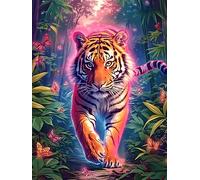 Petit tigre aux rayures arc-en-ciel in A Magical Forest 500 Pièces Puzzle Adulte En Carton Haute Densité Anti-Déchirure Animal sauvage et animal de compagnie Cute Difficile Haute Difficulté Anti-Stres