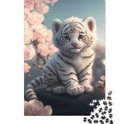 Petit Tigre Blanc 1000 Pièces Carton Extra Épais Puzzle Premium pour Adultes Défi Éducatif Belle Décoration Pack De Valeur 52x38cm/1000pcs