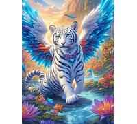 Petit tigre blanc avec des ailes d'ange 1000 Pièces Puzzle Expert Confirmé En Carton Sans Déformation Animal sauvage et animal de compagnie Cute Très Difficile Décoration Murale Collection Cadeau Fête