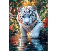 Petit Tigre Blanc dans Un étang Magique 1000 Pièces Puzzle Amateur d'art en Carton Épais Haute Densité Animaux et Plantes Difficile Niveau Expert Décoration Murale Idée Cadeau Anniversaire 1000 PCS