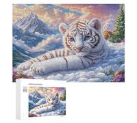 Petit Tigre Blanc en Paysage de Neige d'automne Puzzle 300 Pièces pour Couples Loisirs À La Maison Résolution Commune Cadeau pour Mariage 300 PCS