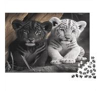 Petit Tigre Blanc, Petits Tigres Noirs et Blancs colorés, Puzzle de 1000 pièces pour Adultes, activité Amusante pour Les Jours de Pluie, Anniversaire, 70 x 50 cm / 1000 pièces