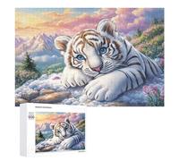 Petit Tigre Blanc sur Planche Lumineuse Puzzle 1000 Pièces pour Seniors Moment Calme Stimulation Cognitive Cadeau pour Loisirs 1000 PCS