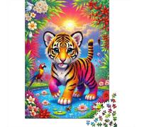 Petit Tigre coloré 1000 Pièce Carton Extra Épais Puzzle Classique Collecteurs Impossible Difficile Défi du Jeu Éducatif 52x38cm/1000pcs