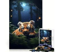Petit Tigre couché la Nuit Puzzle de 1000 pièces pour Adolescents Jeu de réflexion Simple et Amusant Découpe précise Choix du Père Noël 50x75cm