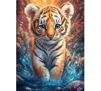 Petit tigre dans la forêt magique 1000 Pièces Puzzle Débutant En Carton Anti-Déchirure Conte de fées mignon d'accompagnement Facile Apprentissage Anti-Stress Passe-Temps Cadeau Fête Des Mères Petit Pr