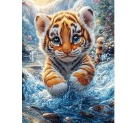 Petit tigre dans la forêt magique 300 Pièces Puzzle Personne Âgée En Carton Anti-Déchirure Conte de fées mignon d'accompagnement Facile Débutant Anti-Stress Thérapie Occupationnelle Cadeau Anniversair
