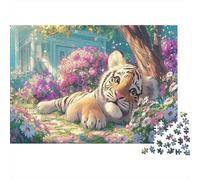 Petit Tigre dans Le Champ de Fleurs 1000 Piece Picture Puzzle Adults and Children Faune Sauvage Activité Relaxante Tableau Décoratif 52x38cm/1000pcs