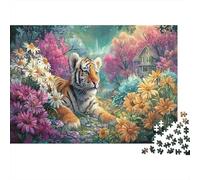 Petit Tigre dans Le Champ de Fleurs 1000 Pieces Jigsaw Puzzle for Adults Pet Anti-Stress Décoration Murale Jeu Éducatif Activité Intellectuelle 52x38cm/1000pcs