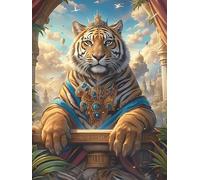 Petit tigre dans un style royal antique 500 Pièces Puzzle Expert Confirmé En Carton Sans Déformation Animal sauvage et animal de compagnie Très Difficile Décoration Murale Collection Cadeau Fête Des P