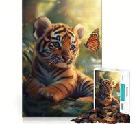 Petit Tigre et Papillon Puzzle de 1000 pièces pour Adolescents Jeu de réflexion Stimulant Amusant à Partager Découpe Nette Surprise chaleureuse 50x75cm
