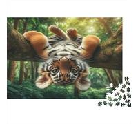 Petit Tigre Mignon accroché 1000 Pièces Stock De Cartes Premium Puzzle De Bricolage Senior Jigsaw Enthusiastes Entraînement du Cerveau Décompression Cadeaux 52x38cm/1000pcs