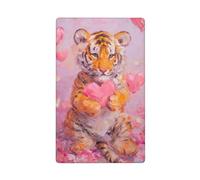 Petit tigre tenant un cœur rose à bascule simple plaque murale vierge couvercle d'interrupteur décoratif 1 gang pour cuisine salle de bain taille 11,4 x 7 cm
