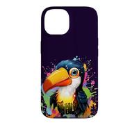 Petit Toucan avec des Touches de Peinture colorées Coque pour iPhone 14