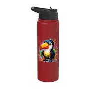 Petit toucan avec des touches de peinture colorées Stainless Steel Insulated Water Bottle