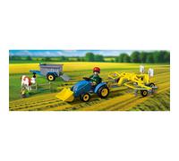 Playmobil Country Set Petit tracteur avec andaineur à foin, vache et remorque, dès 4 ans 72163