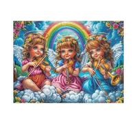 Petit Trio d’Anges Arc-en-Ciel 500 Pièces Puzzle Adulte en Carton Haute Qualité Épais Difficile Moyenne Anti-Stress Décoration Murale Idée Cadeau Saint Valentin 500 PCS