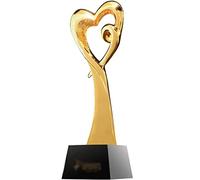 Petit Trophée Trophée Cœur, Cristal Noir + Placage De Résine Trophée, Fournitures pour Fans, Souvenirs, Texte De Gravure Gratuit