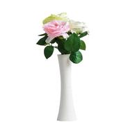 Petit vase à bourgeons en céramique de 20 cm à col étroit pour fleurs à tige unique, décoration d'intérieur, centre de table, bureau (blanc)