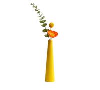 Petit vase en céramique en forme de cône à tige unique pour décoration d'intérieur, mariage, bureau, centre de table (jaune)