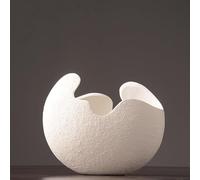 Petit vase en forme de coquille d'œuf, 1 pot de fleurs décoratives modernes pour jardin, 28 x 22 cm, plantes d'intérieur, table extraterrestre, fleurs en céramique, gris pour plantes hydroponiques.