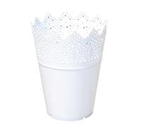 Petit vase en forme de couronne fabriqué à partir de matériau plastique avec centre creux et motif décoratif de perforation en dentelle (blanc)