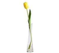 Petit vase en verre transparent conique à taille fine avec base lourde coupe oblique pour décoration de maison, bureau, café