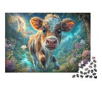 Petit Veau Courant au Clair de Lune Puzzle Défiant 1000 Pièces pour Adultes, Jeux Éducatifs, Faune Sauvage Cadeau Pratique Et Décoration Maison 52x38cm/1000pcs