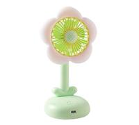 Petit ventilateur de bureau silencieux à fleurs | Circulateur d'air rechargeable avec veilleuse pour femmes et filles pour la pêche, le camping, la randonnée, les voyages, le pique-nique, la chambre à