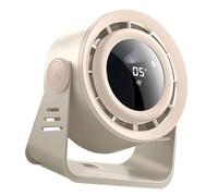 Petit ventilateur de refroidissement pratique à affichage numérique avec 5 vitesses réglables, convient pour un bureau intérieur et un montage mural, batterie rechargeable portable